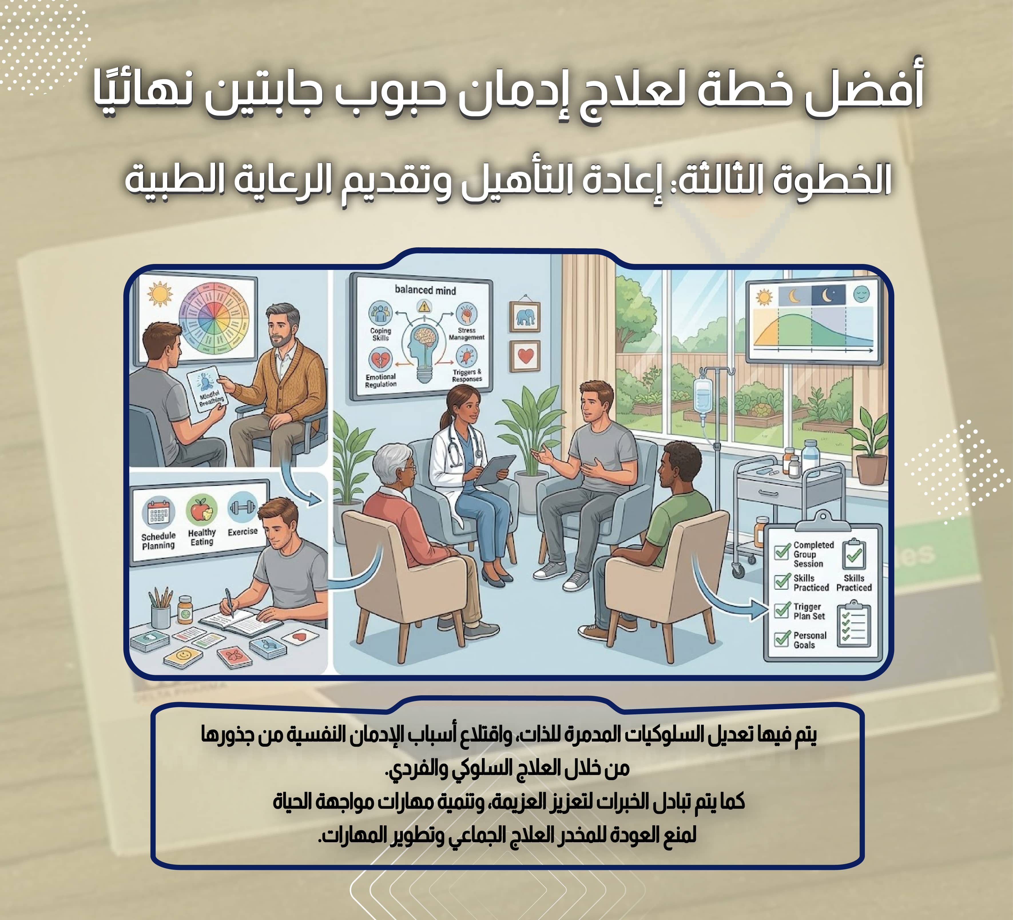 أفضل خطة لعلاج إدمان حبوب جابتين نهائيًا الخطوة الثالثة إعادة التأهيل وتقديم الرعاية الطبية